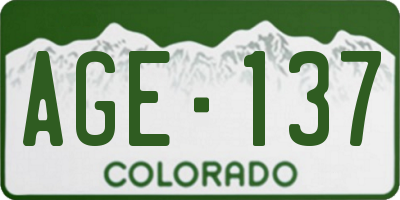 CO license plate AGE137
