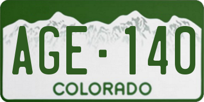CO license plate AGE140