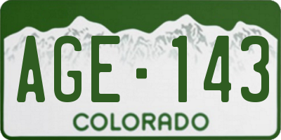 CO license plate AGE143