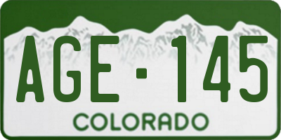 CO license plate AGE145