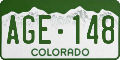 CO license plate AGE148