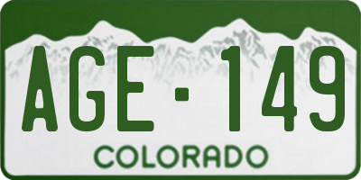 CO license plate AGE149