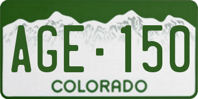 CO license plate AGE150