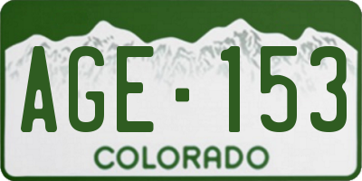 CO license plate AGE153
