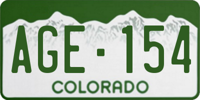 CO license plate AGE154