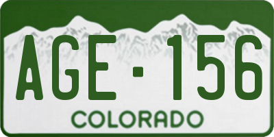 CO license plate AGE156