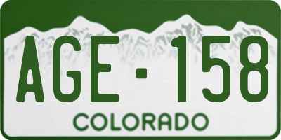 CO license plate AGE158