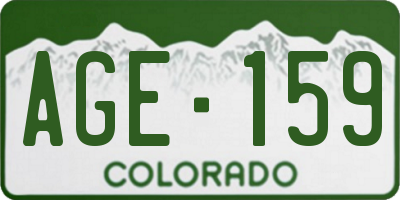 CO license plate AGE159