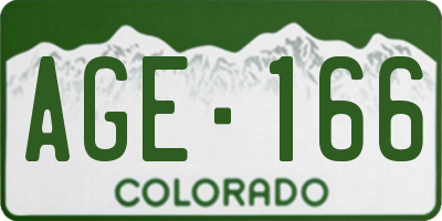 CO license plate AGE166