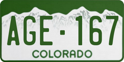 CO license plate AGE167