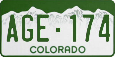 CO license plate AGE174