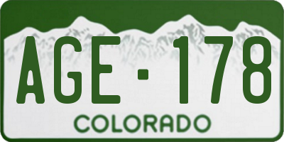 CO license plate AGE178