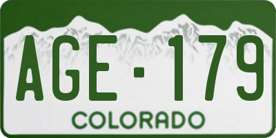 CO license plate AGE179
