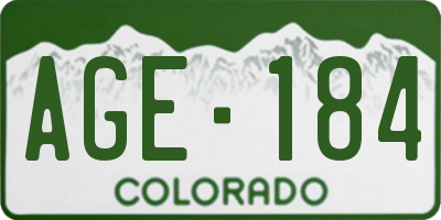 CO license plate AGE184