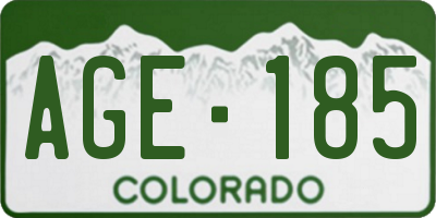 CO license plate AGE185