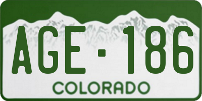 CO license plate AGE186