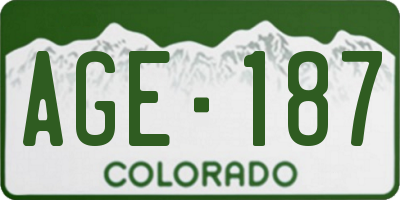 CO license plate AGE187