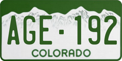 CO license plate AGE192