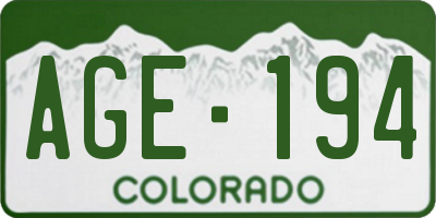 CO license plate AGE194
