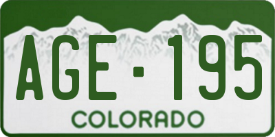 CO license plate AGE195