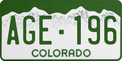 CO license plate AGE196