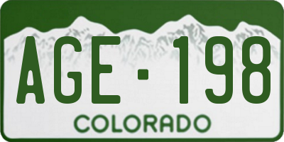 CO license plate AGE198