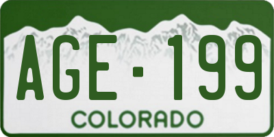 CO license plate AGE199
