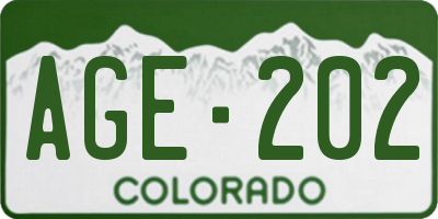 CO license plate AGE202