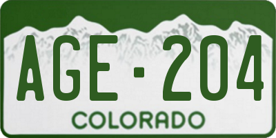 CO license plate AGE204