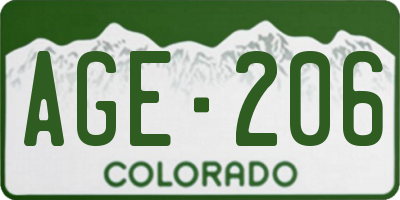 CO license plate AGE206