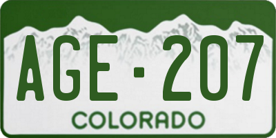CO license plate AGE207