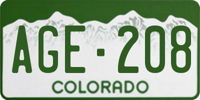 CO license plate AGE208