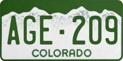 CO license plate AGE209