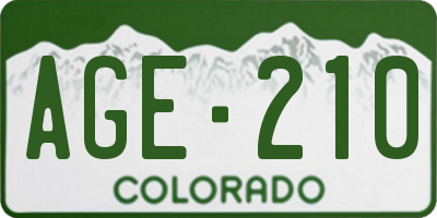 CO license plate AGE210