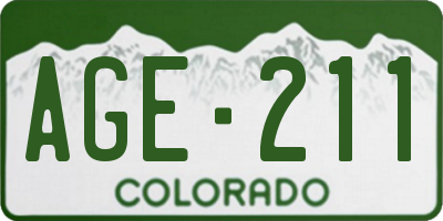 CO license plate AGE211