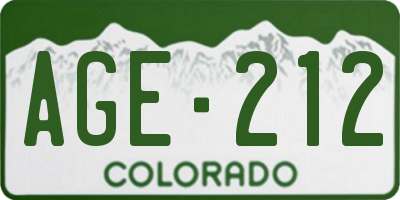 CO license plate AGE212