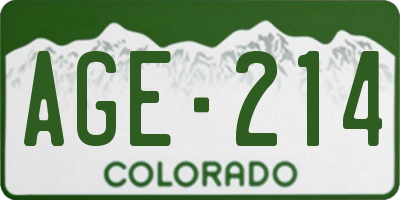 CO license plate AGE214