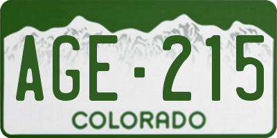 CO license plate AGE215