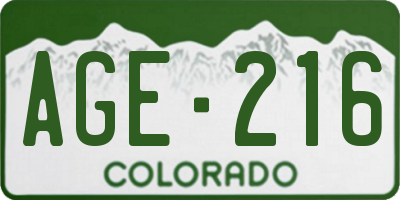 CO license plate AGE216