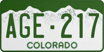 CO license plate AGE217
