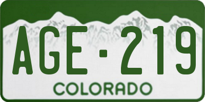 CO license plate AGE219