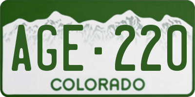 CO license plate AGE220