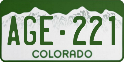 CO license plate AGE221