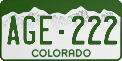 CO license plate AGE222