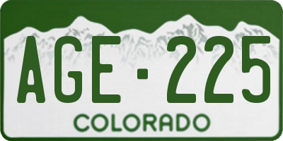CO license plate AGE225