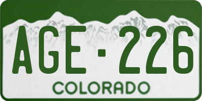 CO license plate AGE226