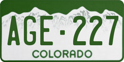 CO license plate AGE227