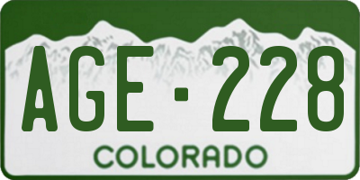 CO license plate AGE228