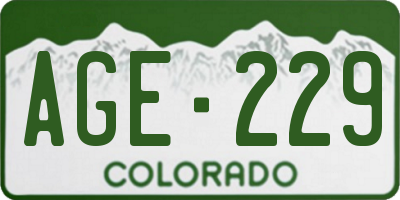 CO license plate AGE229