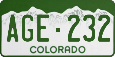 CO license plate AGE232
